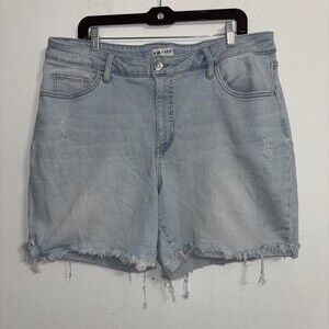 AVA And VIV Light Blue Wash Denim Jean Distressed Shorts Size 18W